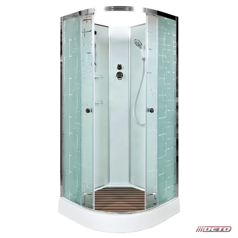 душевая кабина deto em1580 n 80x80 (без крыши) стекла с рисунком, профиль хром