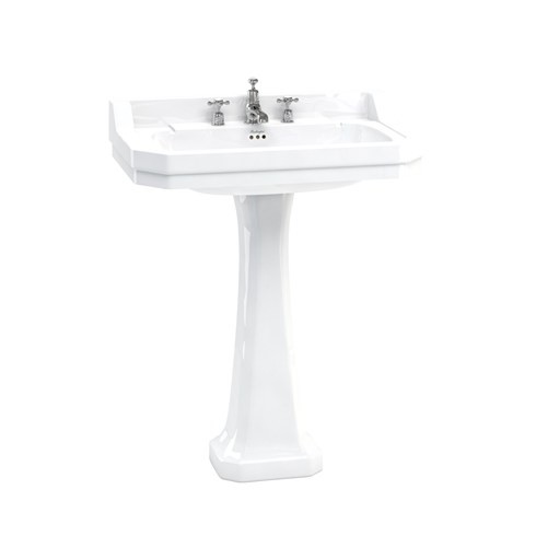 умывальник burlington edwardian b18 3th 80x51 (на три отверстия) с пьедесталом p6 белый