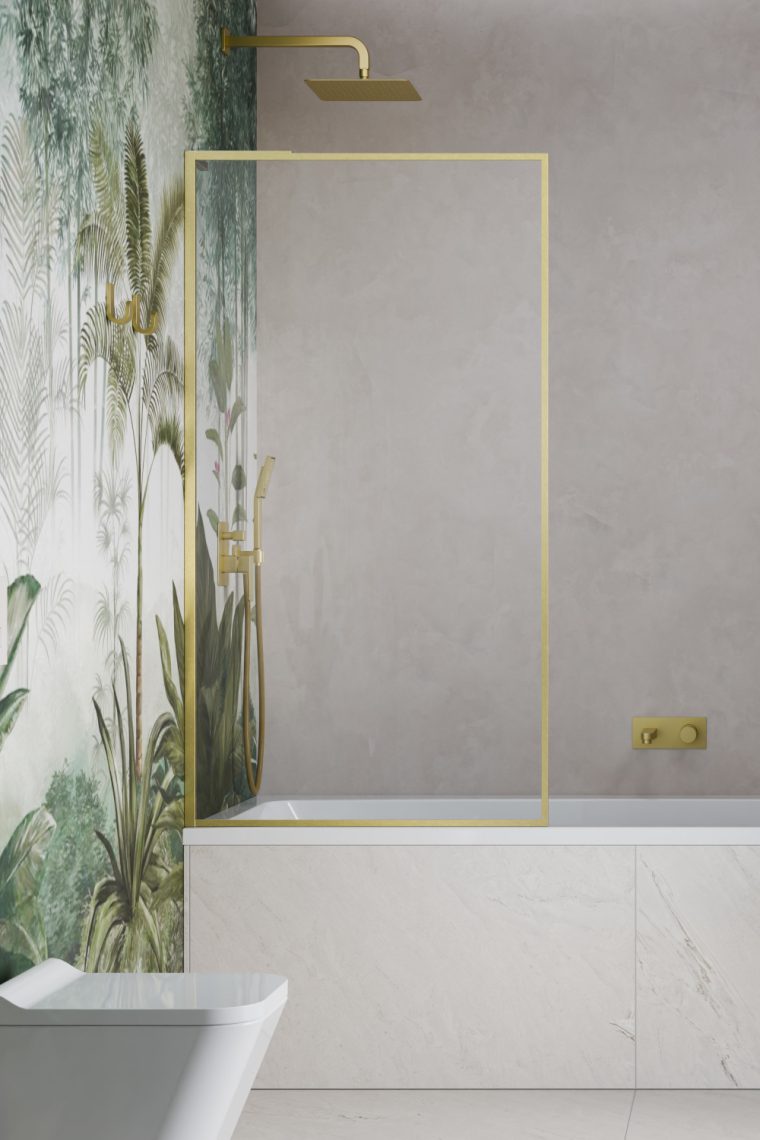 шторка на ванну radaway modo f sl brushed gold pnj ii 60x151 левая, стекла прозрачные, профиль брашированное золото
