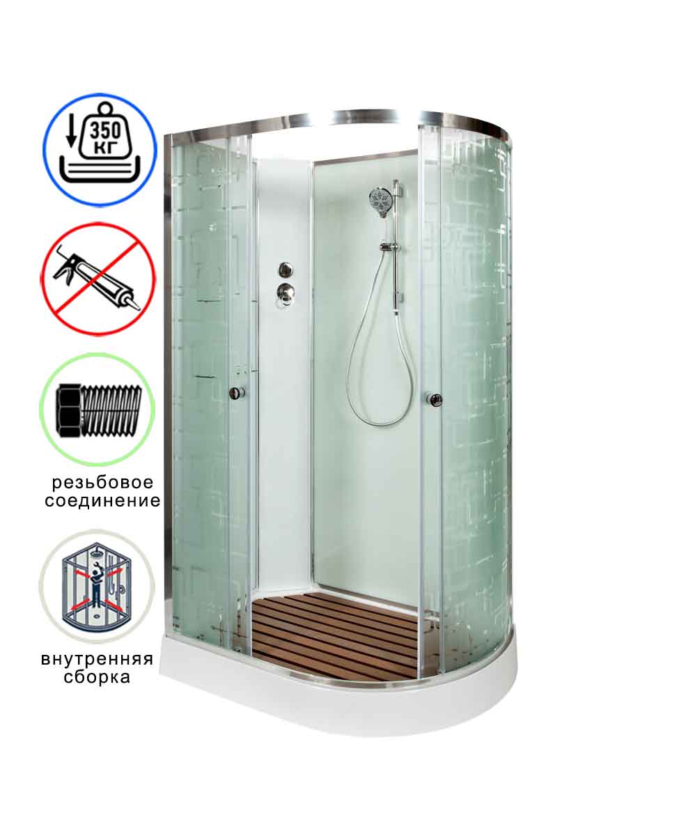 душевая кабина avacan em1511ln ava 110x80 без крыши, левая, стекла с узором, профиль хром