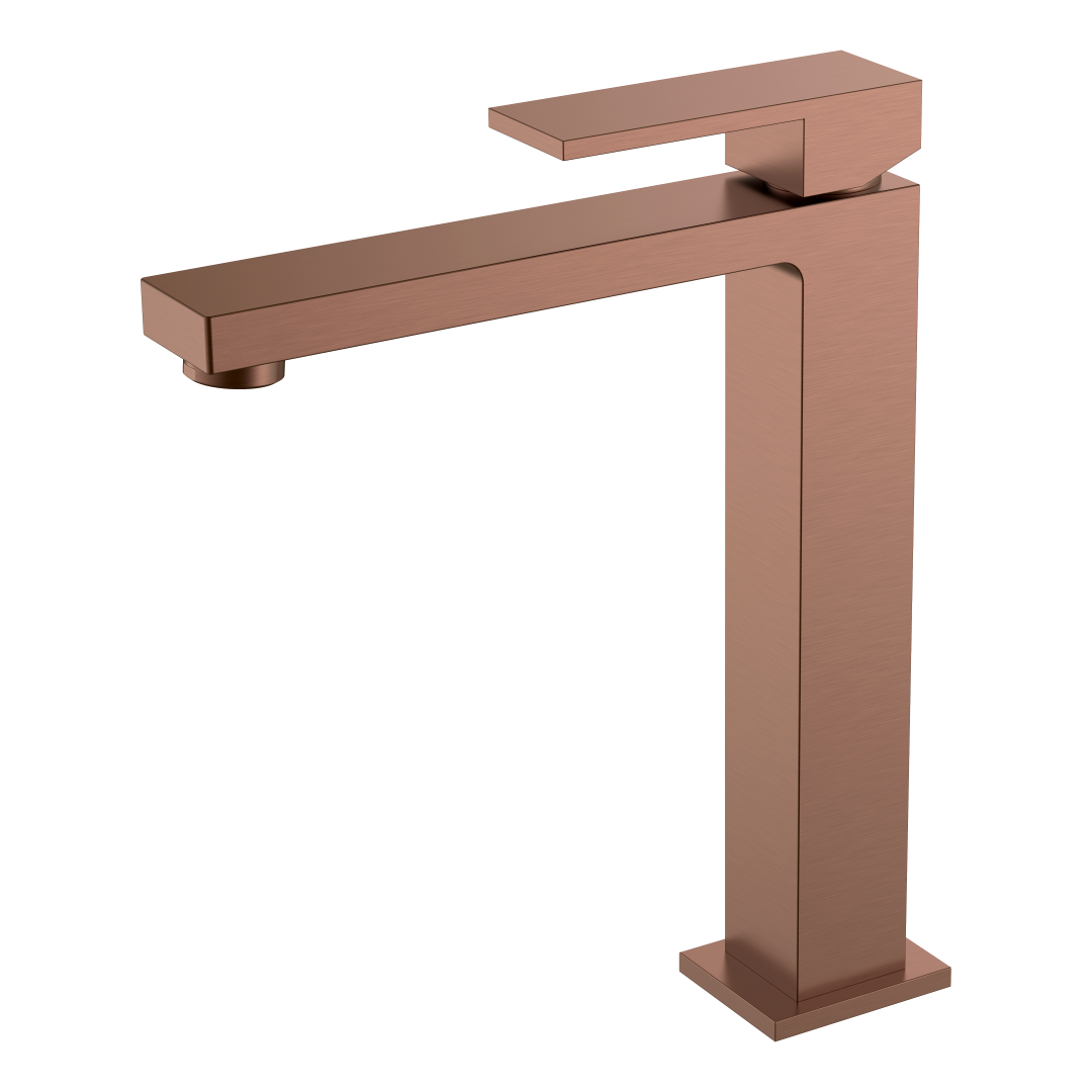 смеситель для умывальника высокий boheme qubic 472-brb brushed bronze, брашированная бронза