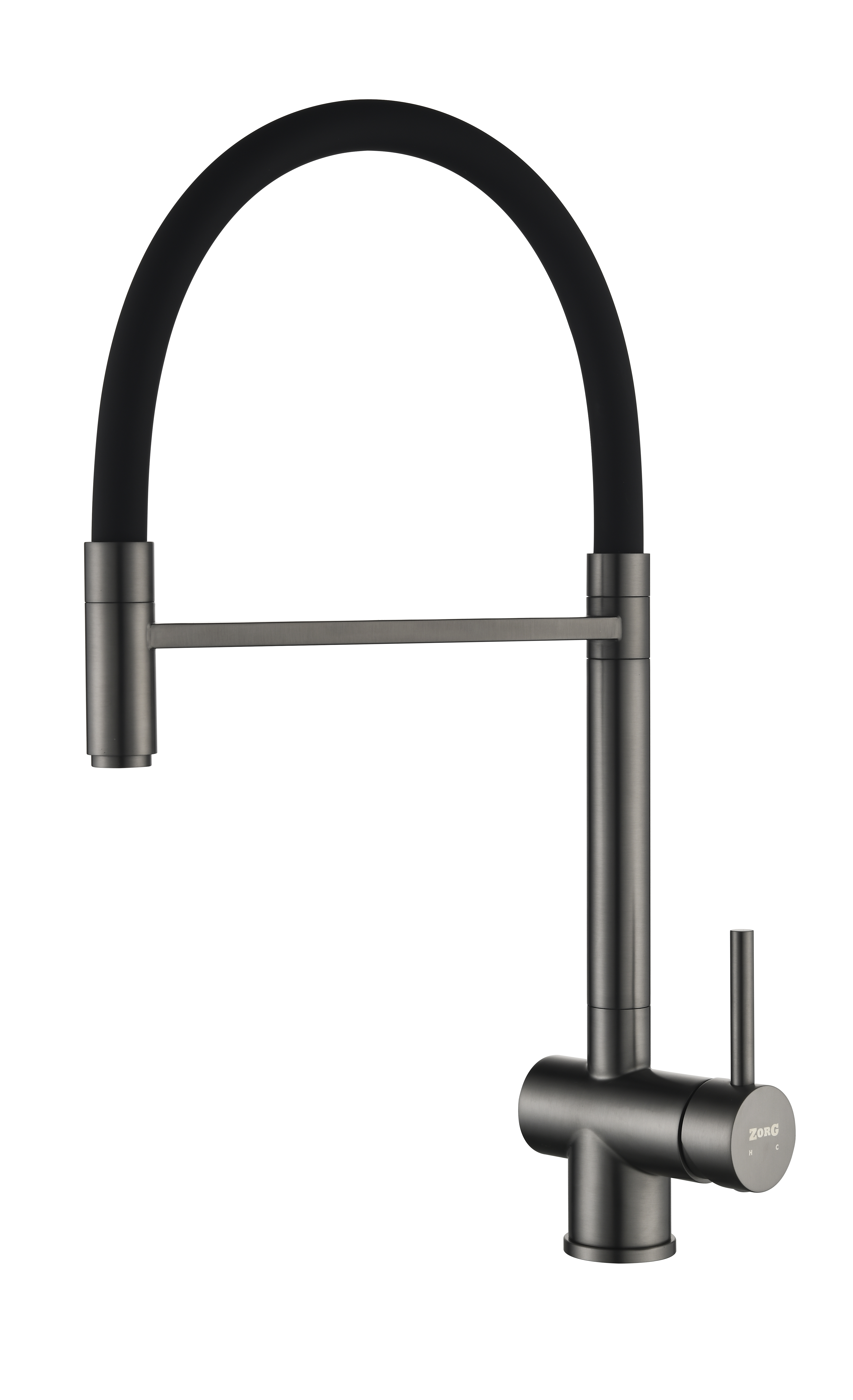смеситель для кухни zorg norse premium pvd gunblack оружейная сталь