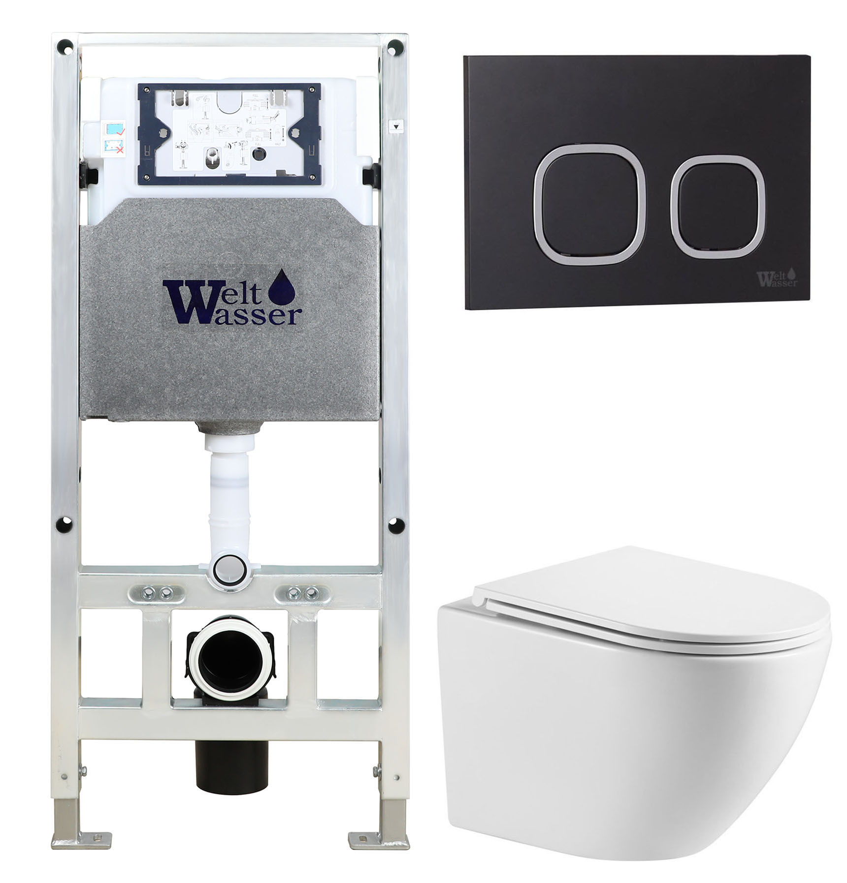 комплект welt-wasser amberg 506 st + merzbach 041 xl gl-wt + amberg rd-bl с черной клавишей