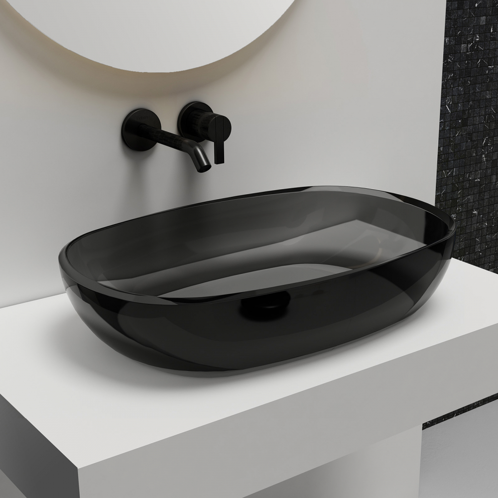умывальник накладной abber kristall at2805onyx 60x40 черный