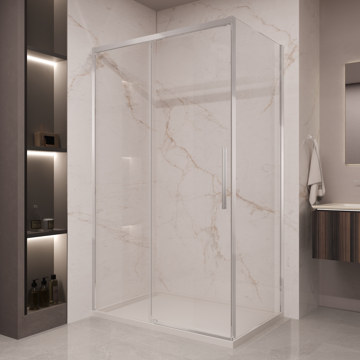 душевой уголок vincea stella vsr-1st9013cl 130x90 стекла прозрачные / профиль хром