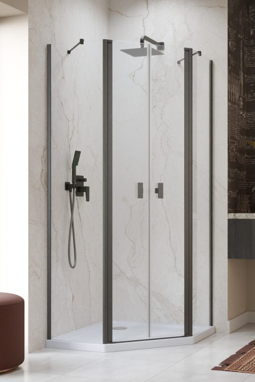 душевой уголок radaway nes brushed gunmetal ptd 80x80 стекла прозрачные, профиль брашированная оружейная сталь