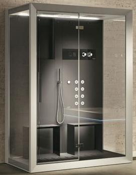 душевая кабина jacuzzi  frame in2  150x110 dx (черная с турецкой баней) угловая