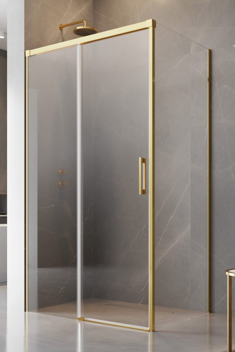 душевой уголок radaway idea gold kdj 100 l 100x70  стекла прозрачные, профиль золото