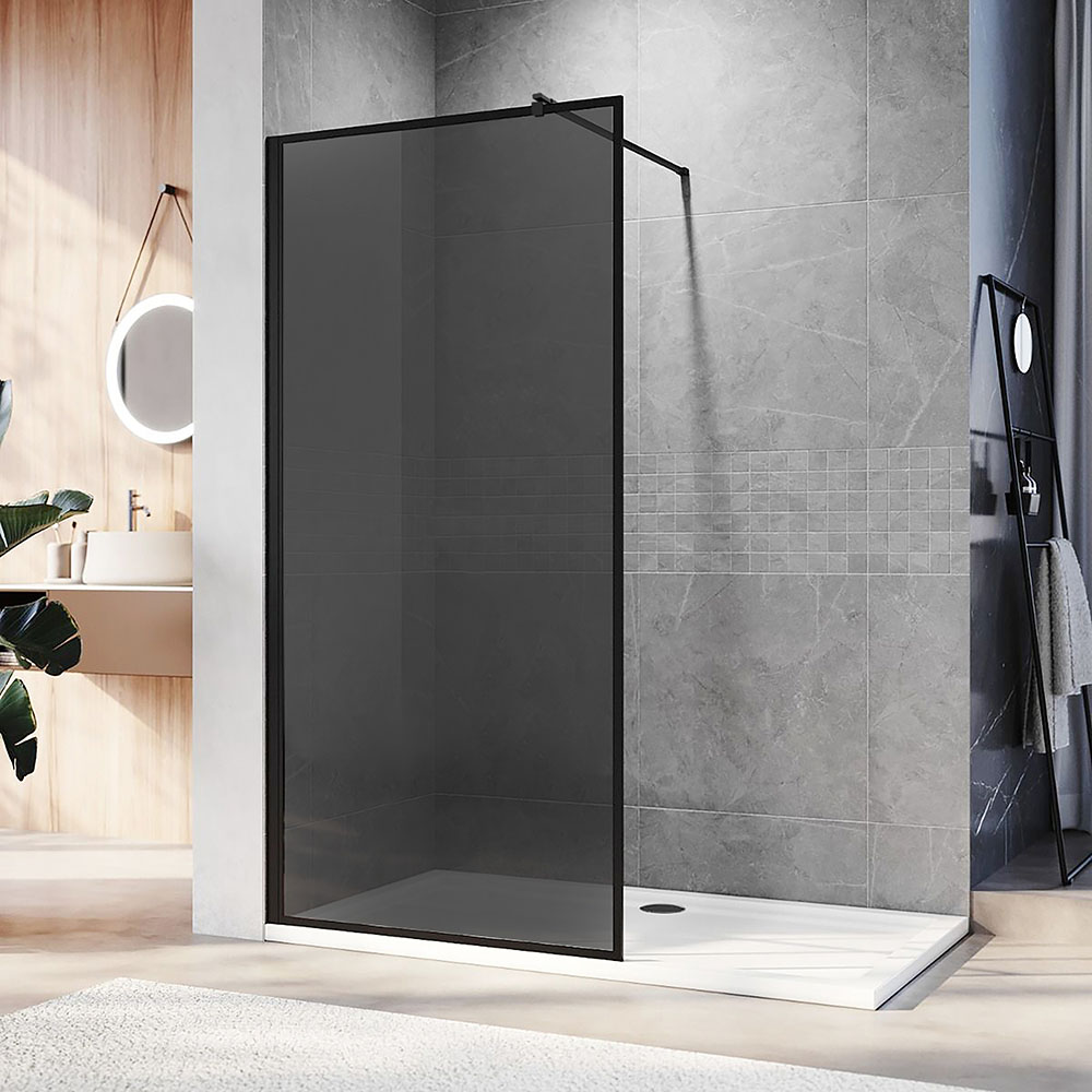 душевой уголок veconi kr-81b 70x200 тонированное стекло / профиль черный матовый