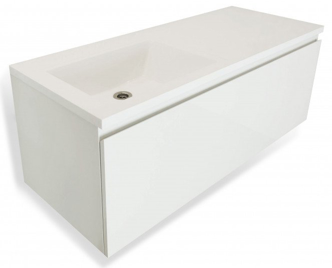 тумба подвесная эстет dallas luxe 120,2x48,2 (1 ящик) с умывальником левая