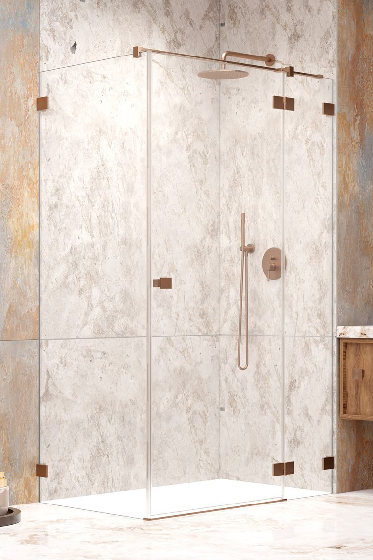 душевой уголок radaway essenza pro brushed copper kdj r 100x110 прозрачное стекло / профиль брашированная медь (правый)