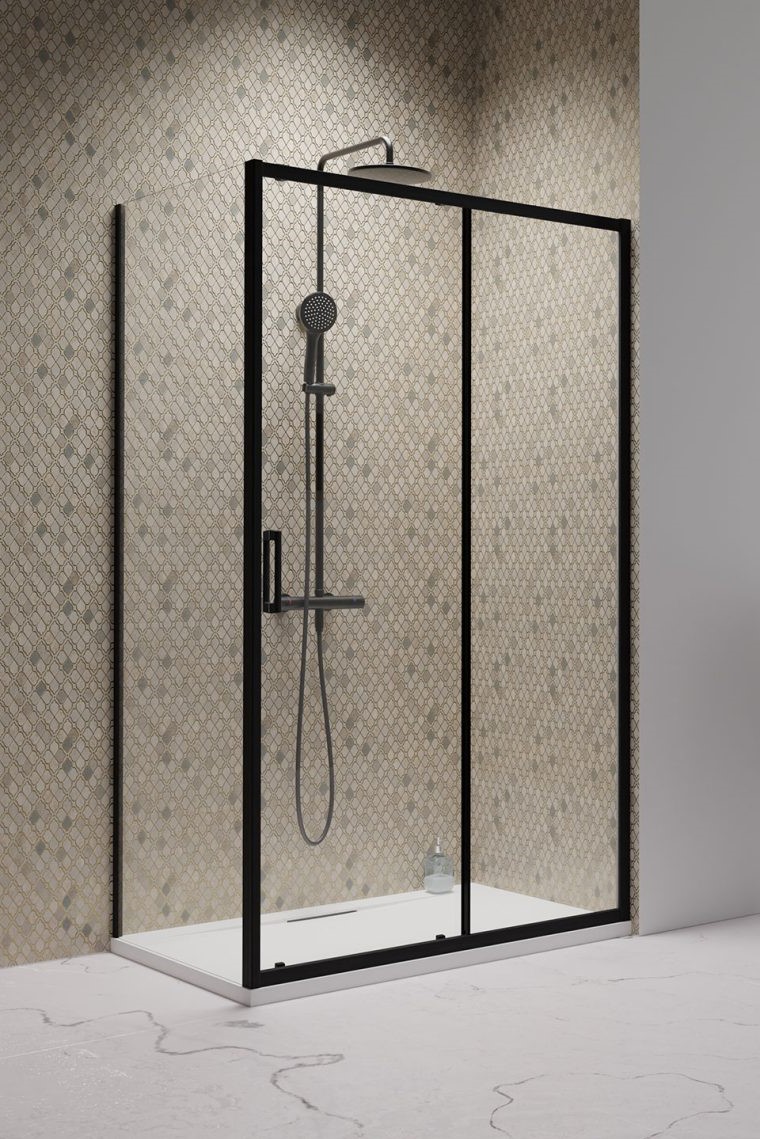 душевой уголок radaway premium pro black kdj r 110x75 стекла прозрачные, профиль черный