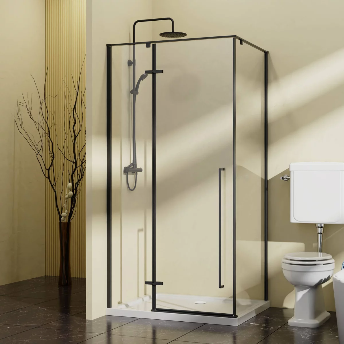душевой уголок vincea slim-n vsr-5sn1010clb 100x100 прозрачное стекло / профиль черный матовый