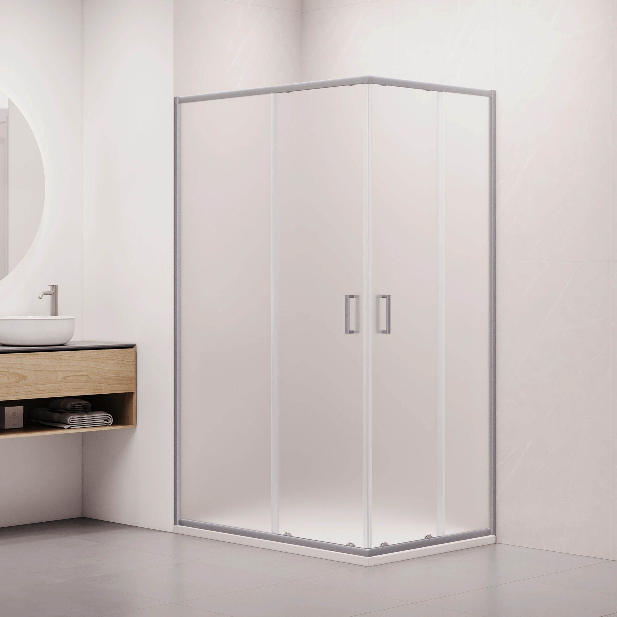душевой уголок rgw classic cl-44-s new 100x90 стекла матовые / профиль сатин