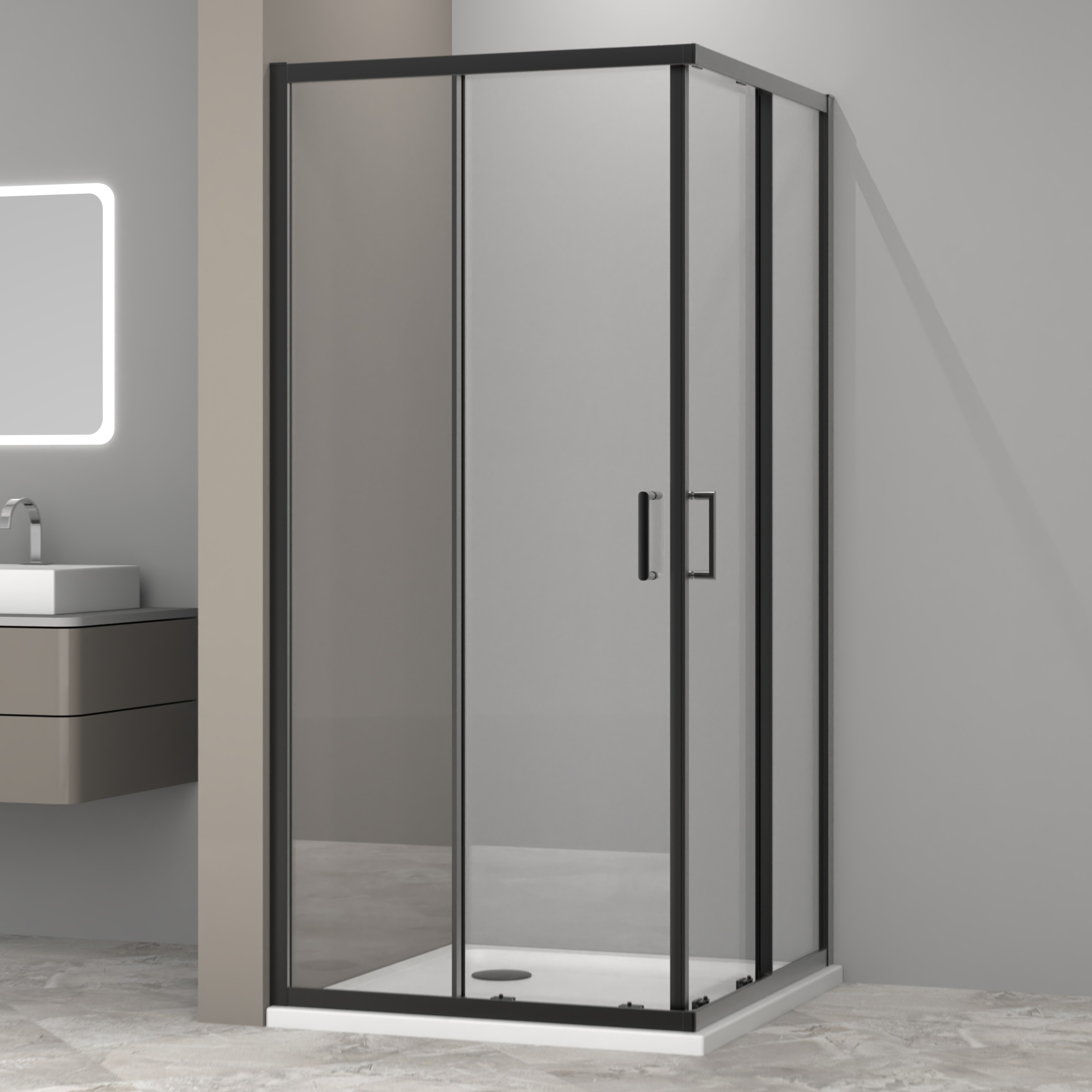 душевой уголок aquabath atlas ab-04f-900-2000 90x90 стекла прозрачные, профиль черный матовый