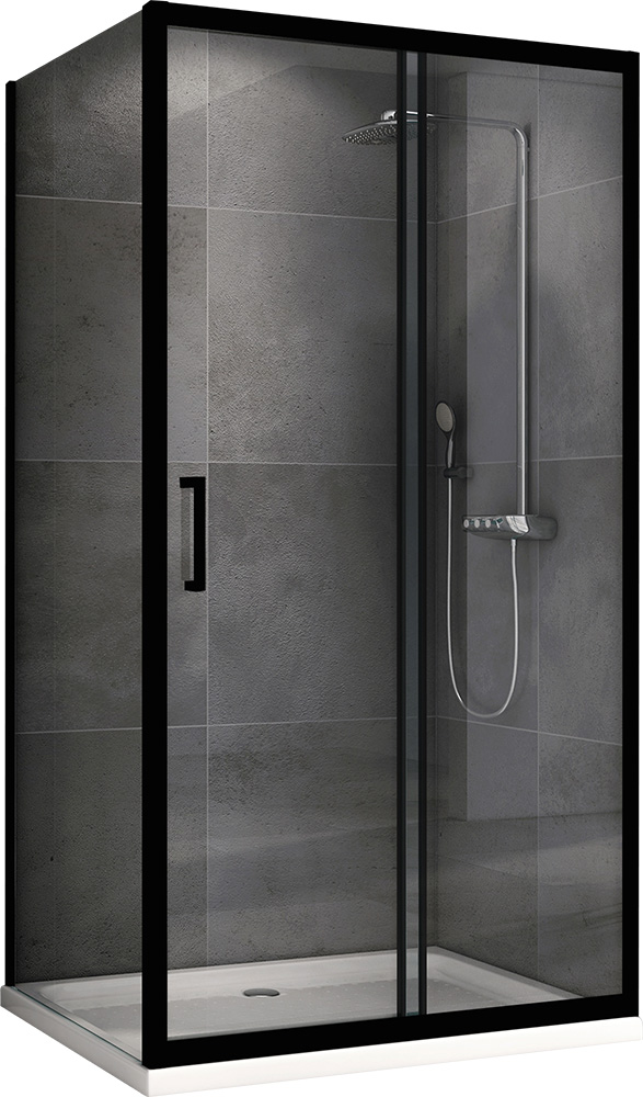 душевой уголок abber schwarzer diamant ag30150b-s60b 150x60 прозрачное стекло / черный профиль