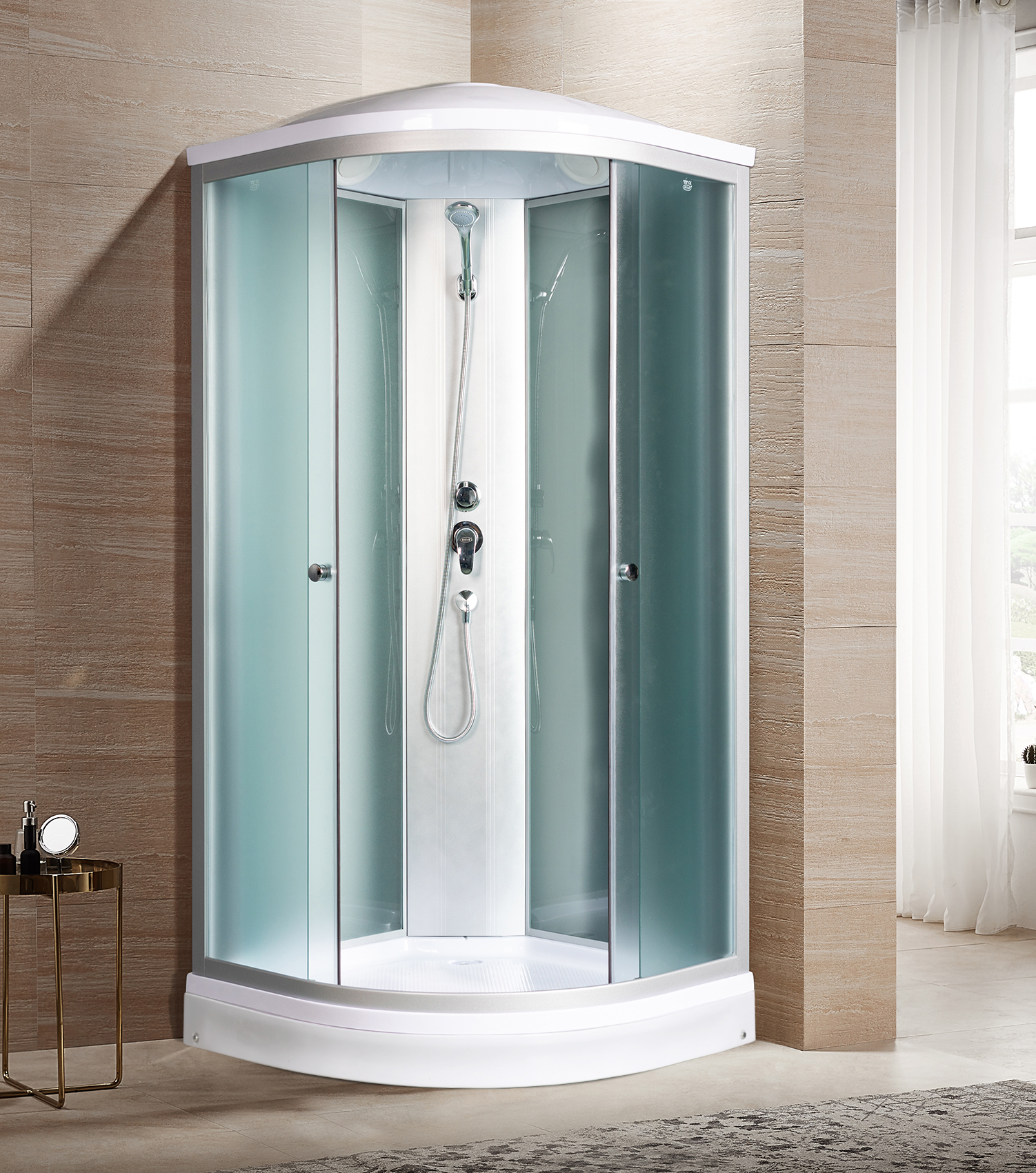 душевая кабина river nara light xl 90/24 mt 90x90 стекла матовые, профиль хром матовый