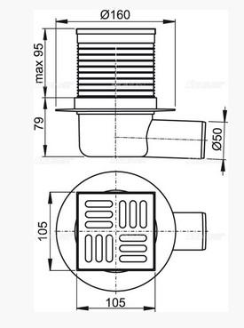 Сливной трап Alcaplast 105x105/50 APV1-BL-01 фото 4 сливной трап alcaplast 105x105/50 apv1-bl-01 фото 4