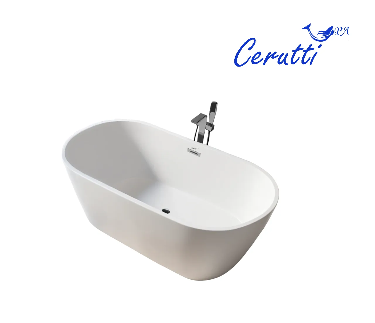 ванна акриловая ceruttispa resia170mwii 170x75 со сливом-переливом, белый матовый