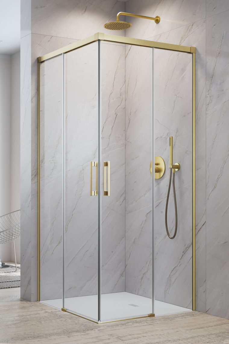 душевой уголок radaway idea 8 brushed gold kdd 120x100 стекла прозрачные, профиль брашированное золото