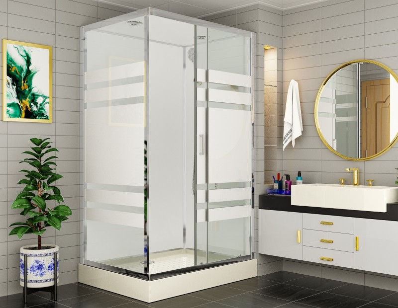 душевая кабина esbano ese-108 сkr 100x80 стекла прозрачные с рисунком, профиль хром
