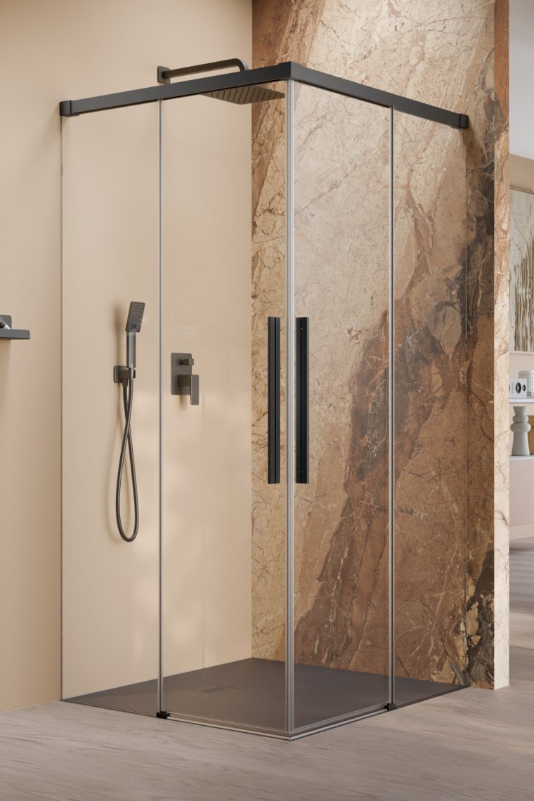 душевой уголок radaway idea 8 ql black kdd xl 110x110 стекла прозрачные, профиль черный