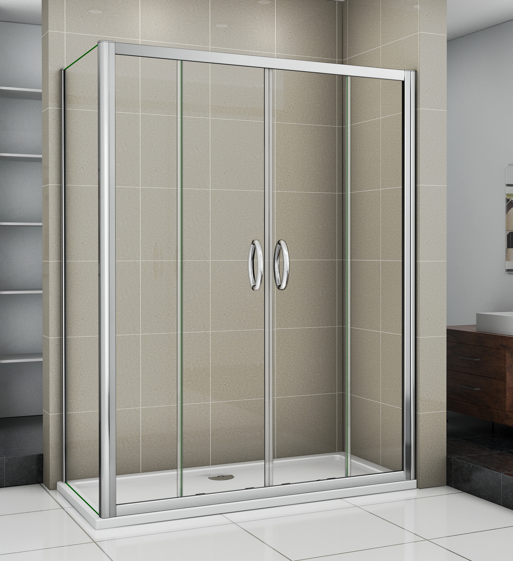 душевой уголок gooddoor infinity wtw-td+sp 180x100 стекло прозрачное / профиль хром