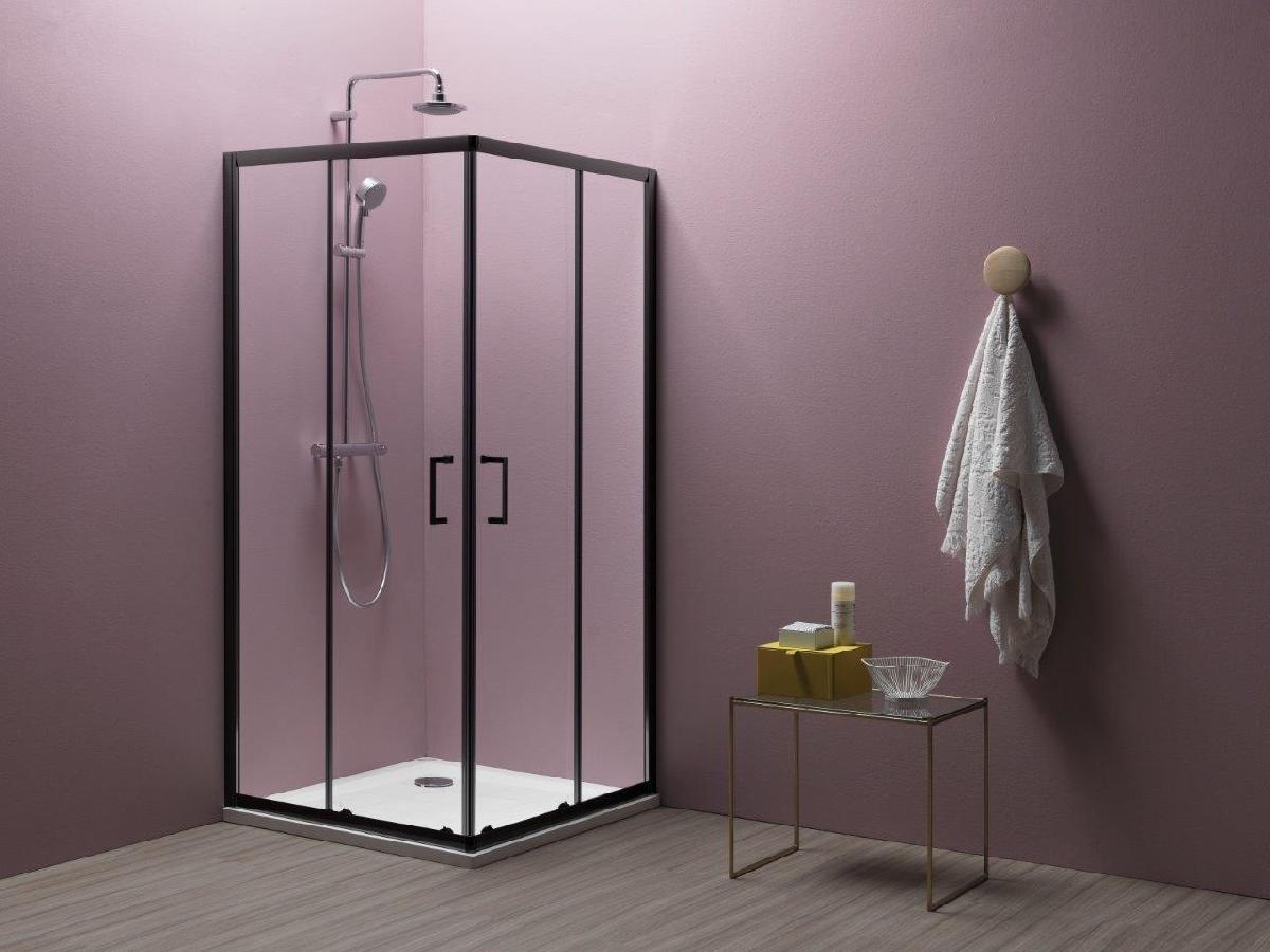 душевой уголок kolpa-san eco quat tkk 90x90 прозрачные стекла / профиль черный матовый