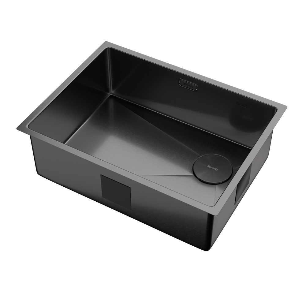 кухонная мойка zorg zerox 59 u / if side sf pvd gunblack 59x44 матовая оружейная сталь
