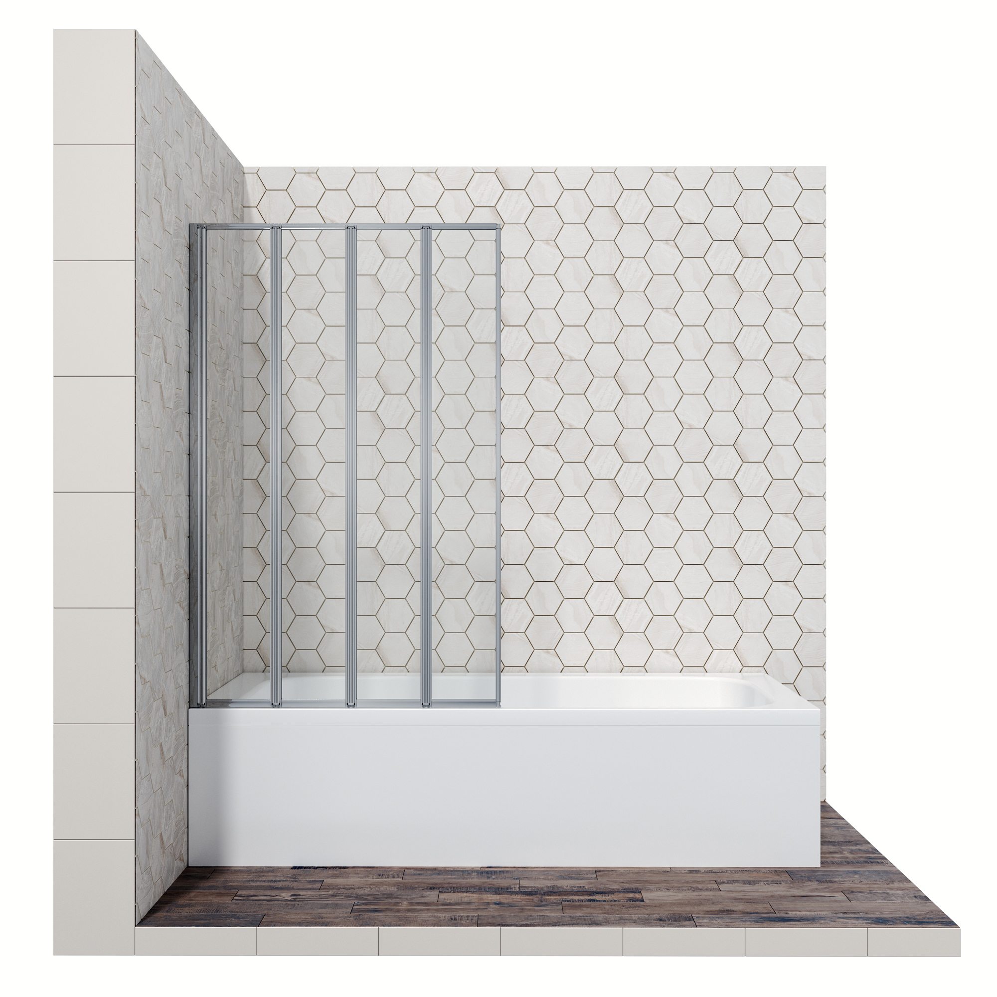 душевая шторка ambassador bath screens 16041111l 100x140 со складывающимися дверями (прозрачное стекло / профиль хром)