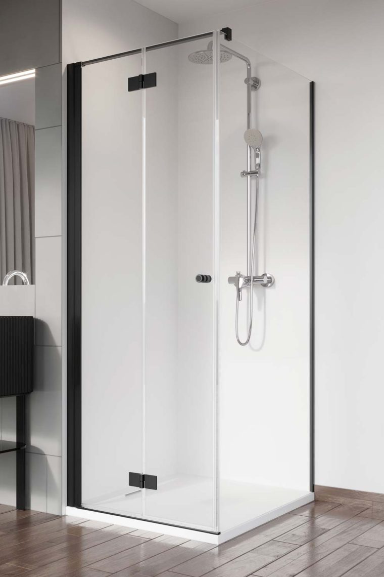 душевой уголок radaway nes black kdj-b 80x70 стекла прозрачные, профиль черный