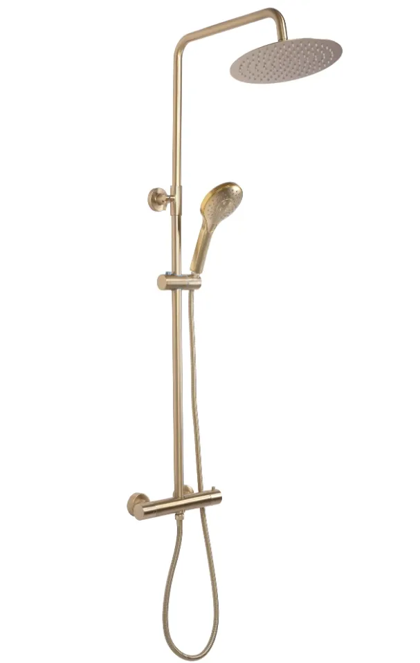 душевая стойка rea matt gold rea-p6602 с термостатом, матовое золото