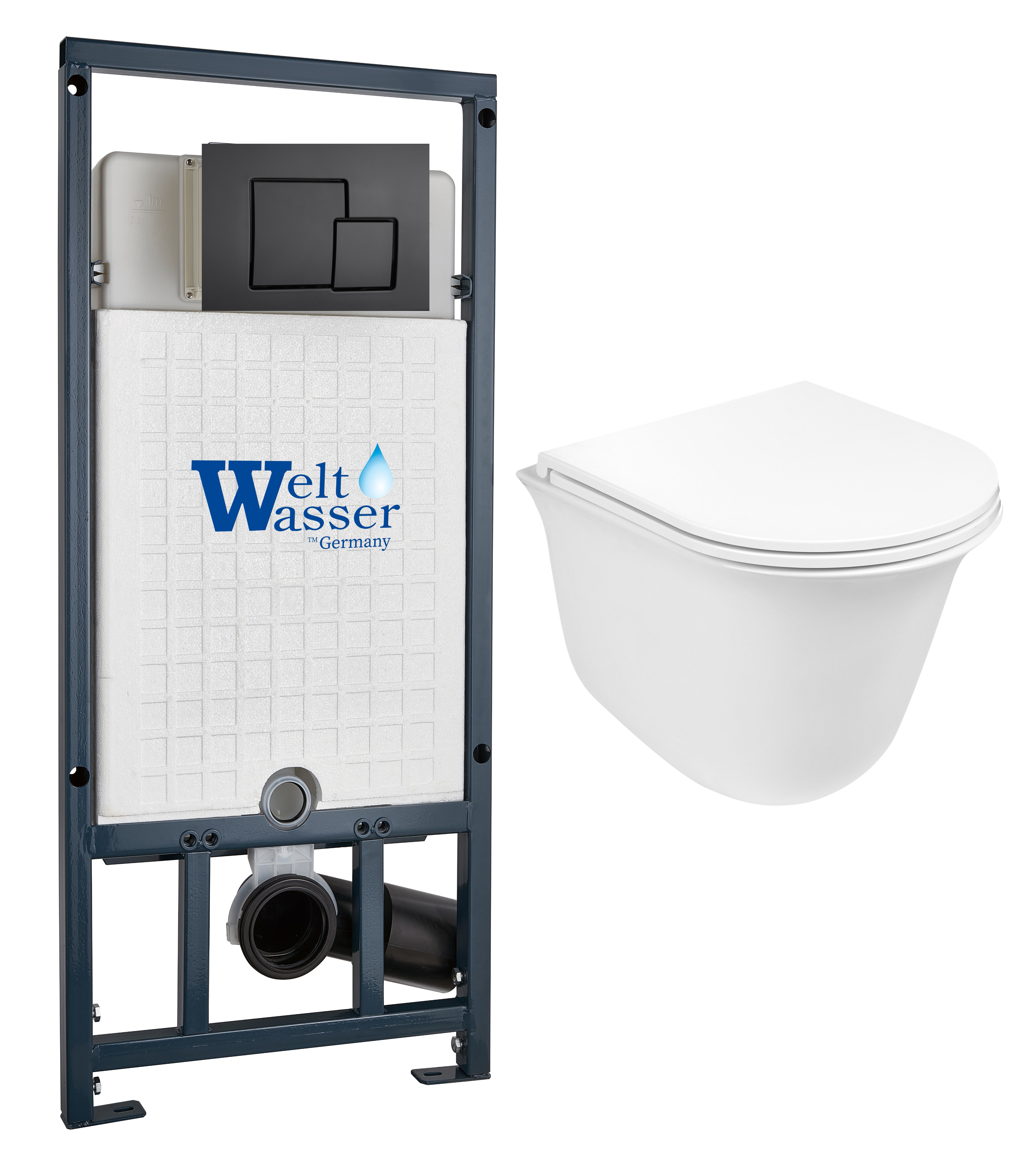 комплект инсталляции welt-wasser marberg 507 с унитазом telbach 004 gl-wt и клавишей смыва mar 507 se mt-bl черный матовый