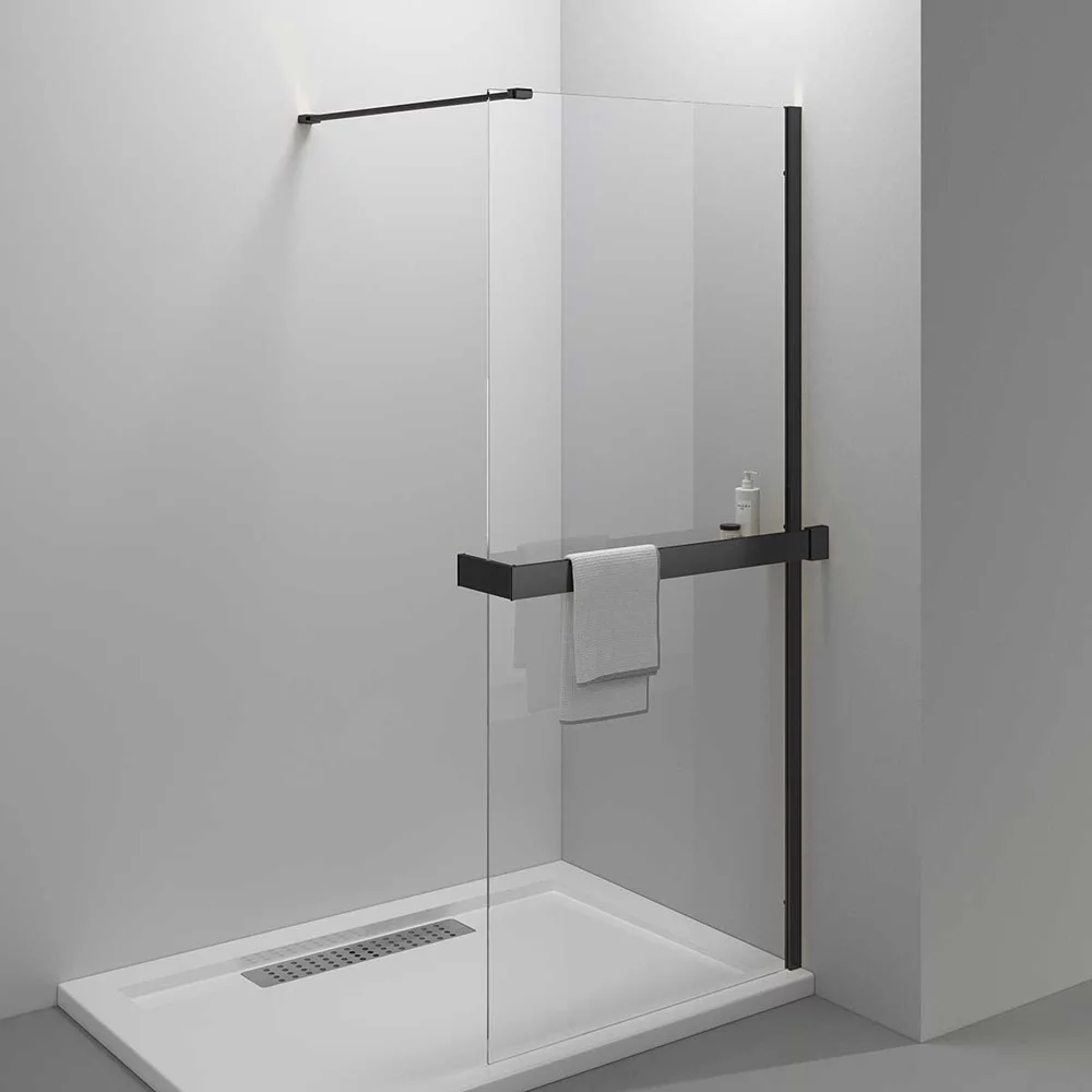 душевой уголок vincea walk-in hr 100x200 стекла прозрачные, профиль черный матовый