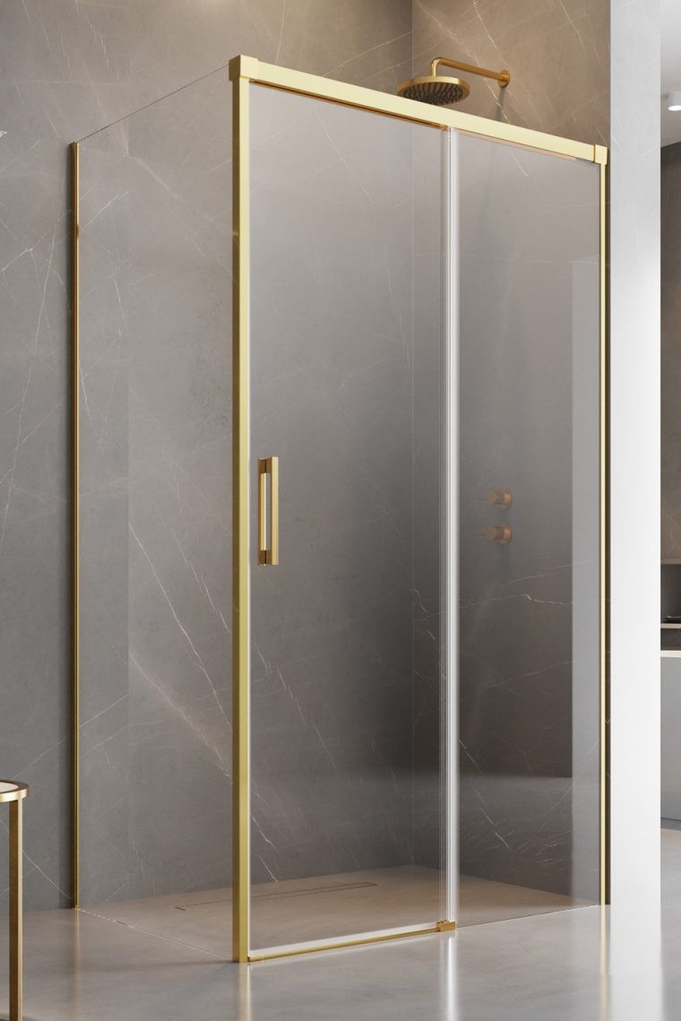 душевой уголок radaway idea gold kdj 100 r 100x110 стекла прозрачные, профиль золото