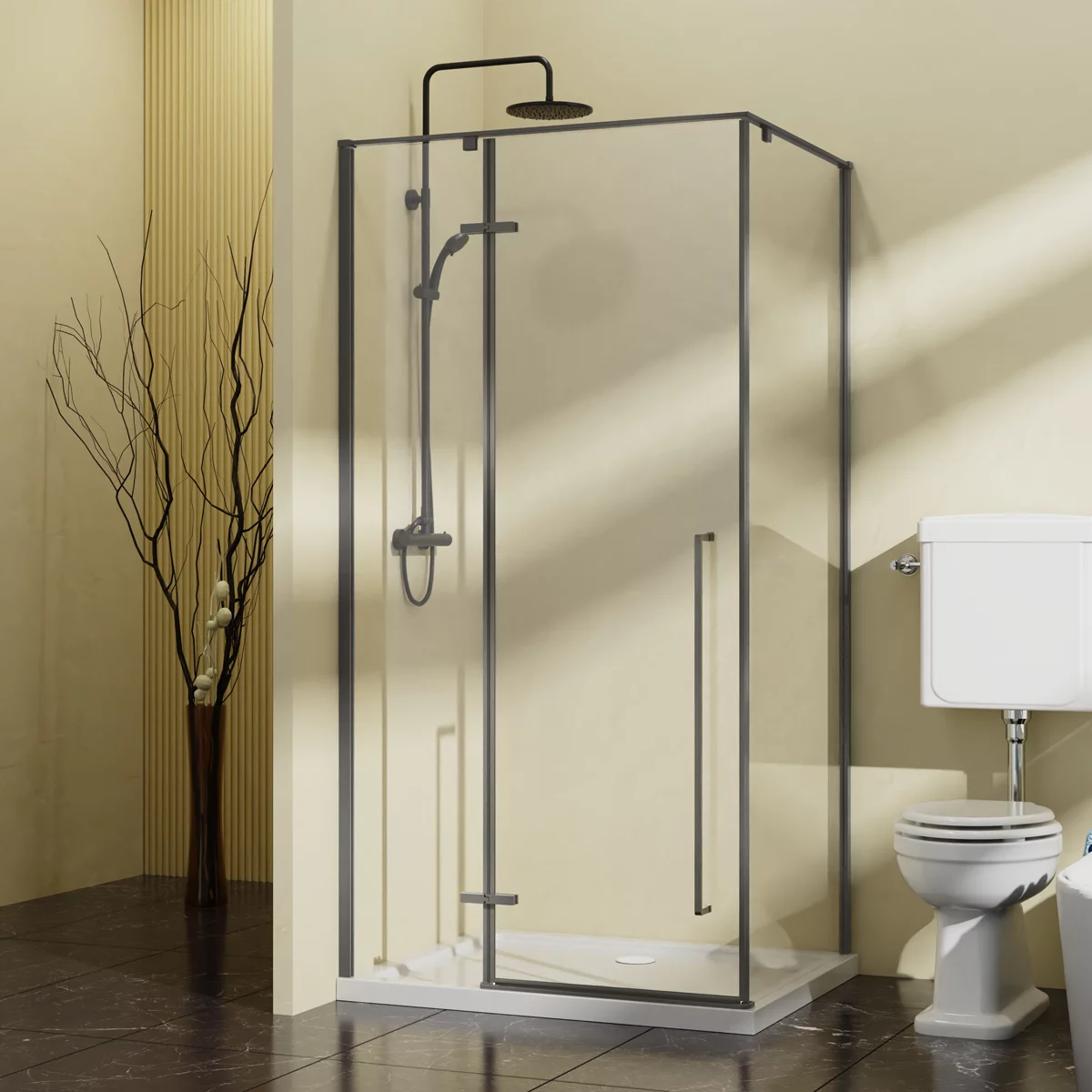 душевой уголок vincea slim-n vsr-5sn1010clgm 100x100 прозрачное стекло / профиль вороненая сталь