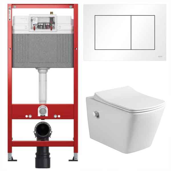 комплект инсталляции tece 9400413 с клавишей смыва белой и унитазом amore di mare garda bidet p310-x