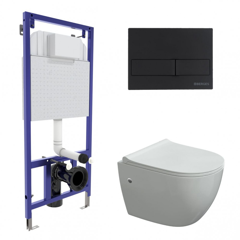 комплект инсталляции berges novum 525 + okus + toma slim so + l5  с черной клавишей