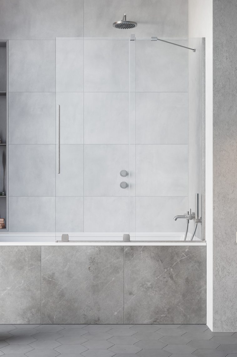 шторка на ванну radaway furo brushed nickel pnd ii r 110x150 стекла прозрачные, профиль брашированный никель