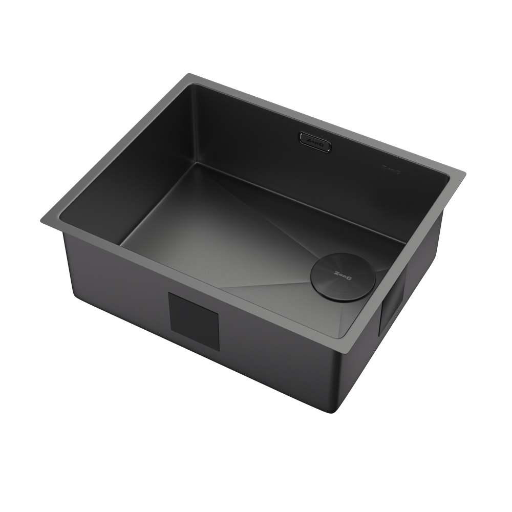 кухонная мойка zorg zerox 54 u / if side sf zurinox pvd gunblack 54x44 матовая оружейная сталь