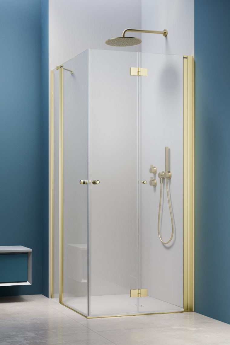 душевой уголок radaway nes 6 brushed light gold kdd b / kdd ii 90x90 правый, стекла прозрачные, профиль брашированное светлое золото