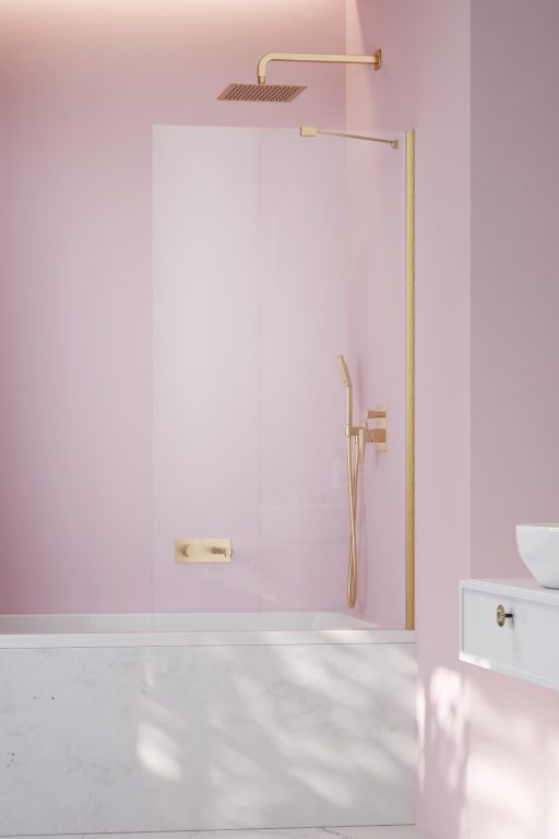 душевая шторка radaway idea 6 brushed gold pnj ii 80x150 стекла прозрачные, профиль брашированное золото