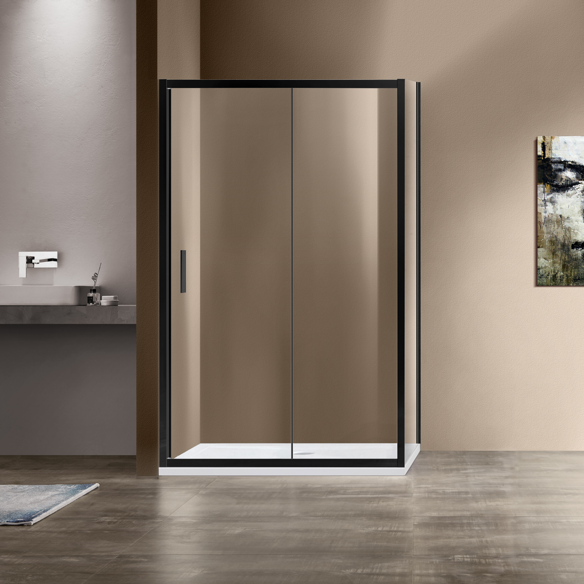 душевой уголок vincea garda vsr-1g9015clb 150x90 прозрачное стекло / профиль черный