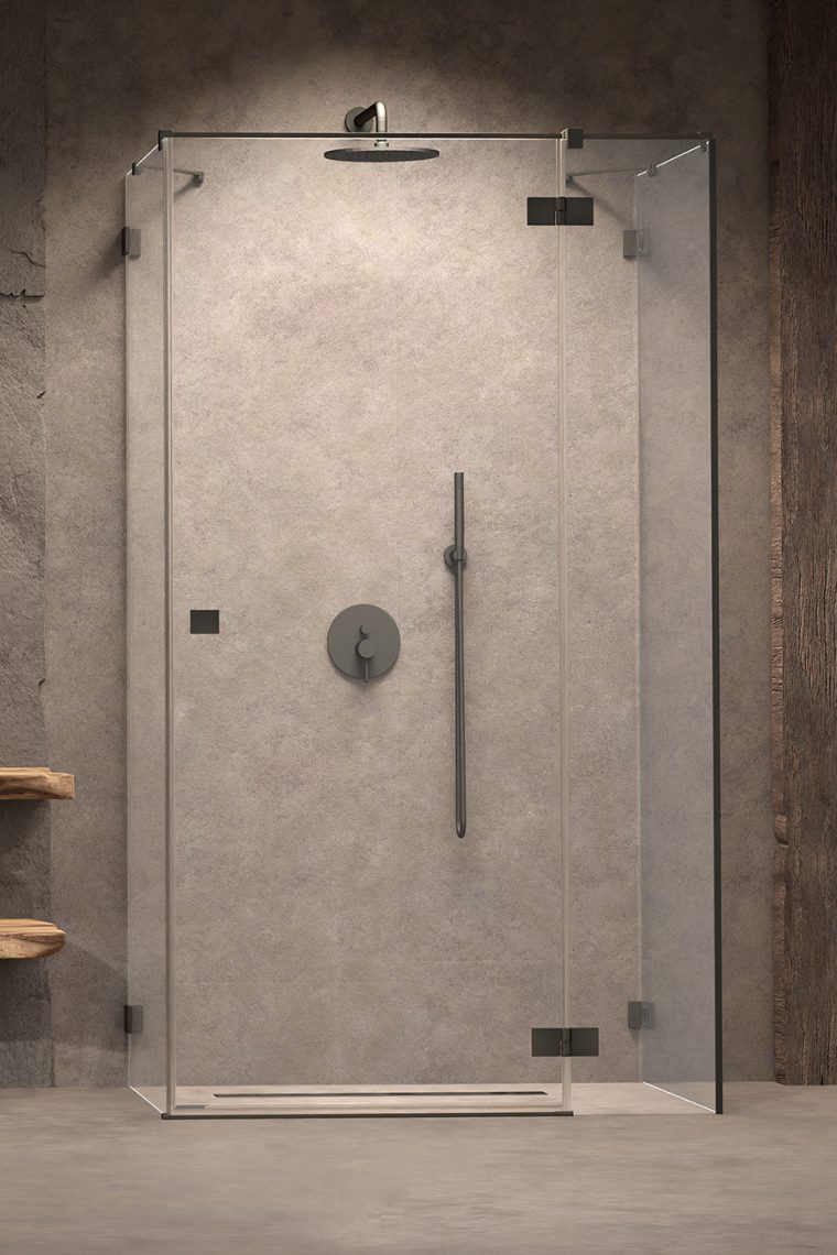 душевой уголок radaway essenza pro brushed gunmetal kdj+s 120x100 правый, стекла прозрачные, профиль брашированная оружейная сталь