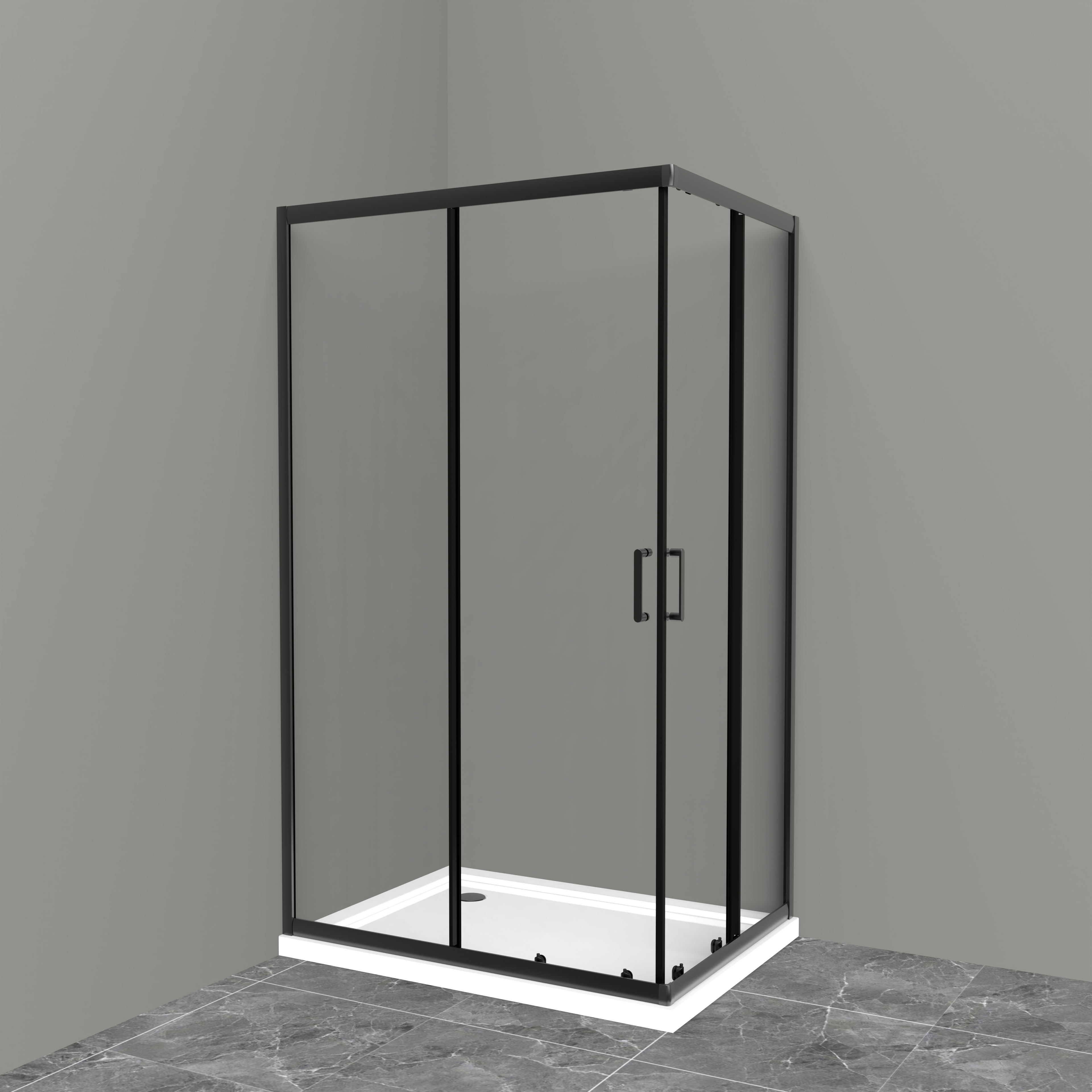 душевой уголок belbagno uno-195-ah-2-120/100-c-nero 120x100 стекла прозрачные, профиль черный матовый