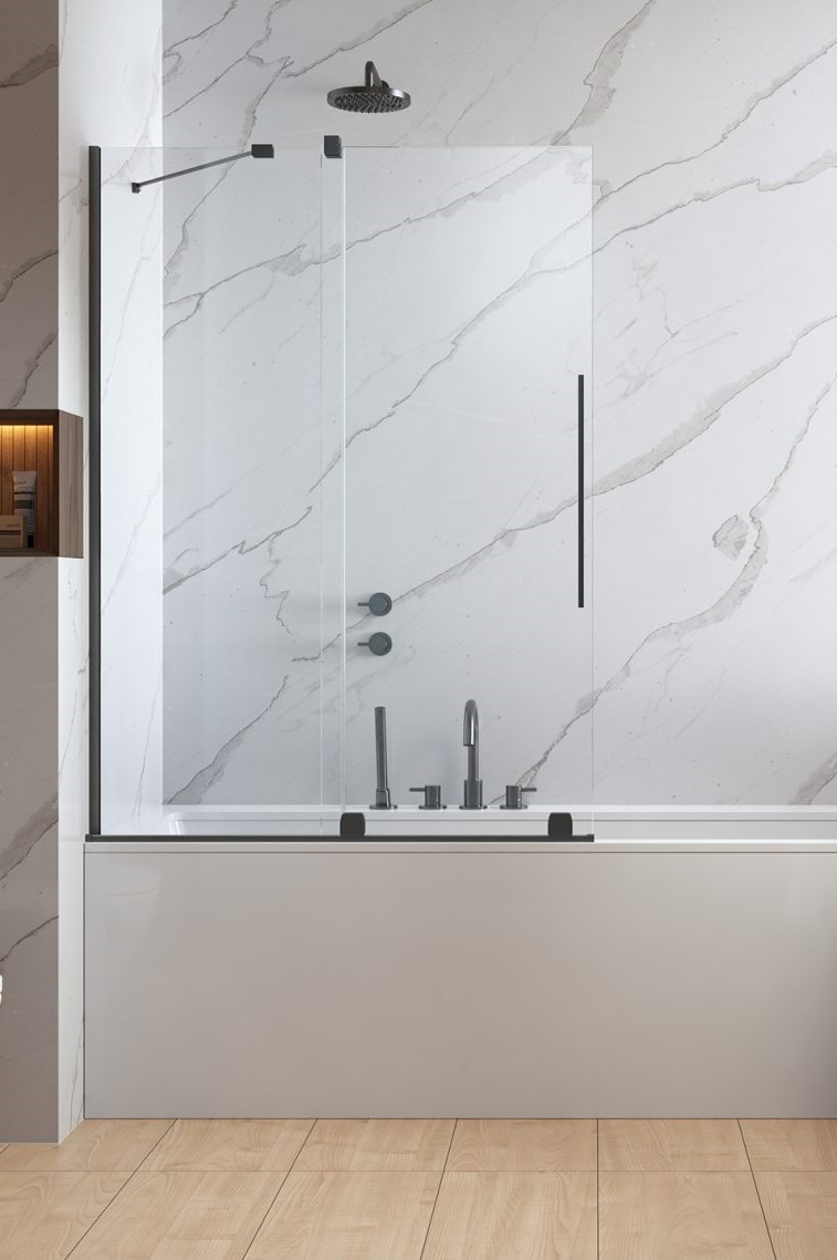 шторка на ванну radaway furo brushed gunmetal pnd ii l 110x150 стекла прозрачные, профиль брашированная оружейная сталь