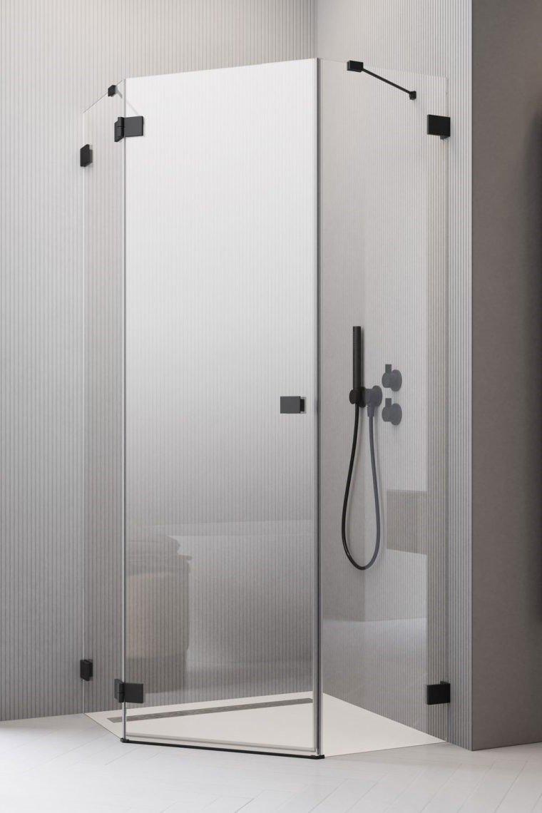душевой уголок radaway essenza pro 8 black ptj 100x80 левый, стекла прозрачные, профиль черный