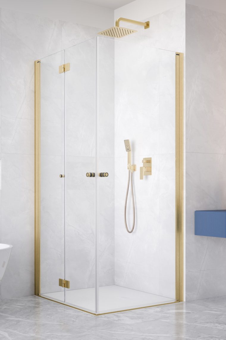 душевой уголок radaway nes brushed gold kdd b 90 l + kdd i 90 r левый, стекла прозрачные, профиль брашированное золото