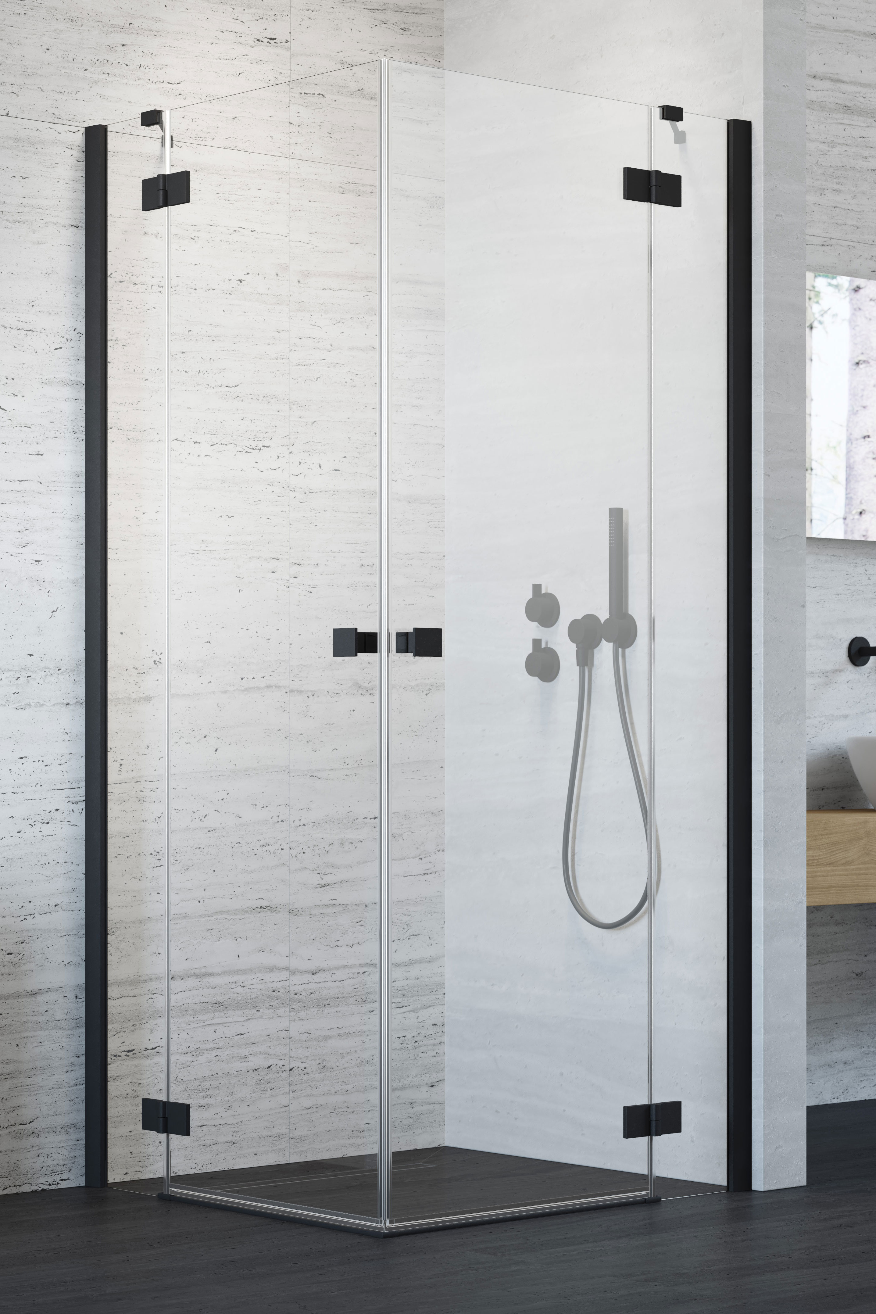 душевой уголок radaway essenza black kdd 100x90 прозрачное/черный