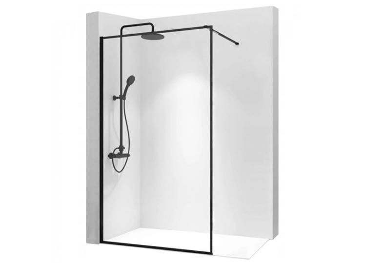 душевой уголок rea walk-in bler rea-k7636 70x195 стекло прозрачное, профиль черный